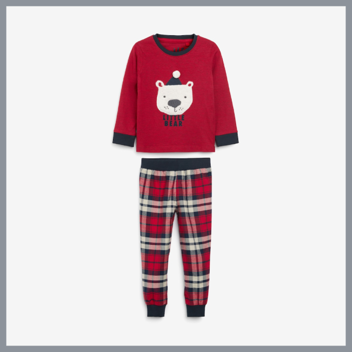 Next - Red Little Bear Check Family Kids Christmas Pyjamas £13