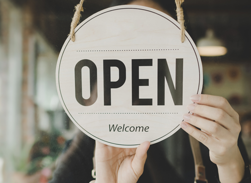 Open Welcome shop sign